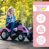 Tracteur a pédales Country Star - FALK - Avec remorque - Rose - 100% Fabriqué en France - 50% de plastique recyclé - Des 2 ans
