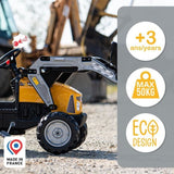 Tractopelle a pédales SuperBuilder - FALK - Capot ouvrant et remorque - Fabriqué en France - 60% de plastique recyclé - Des 3 ans