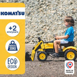Tractopelle a pédales Komatsu - FALK - Pelle frontale et Remorque - 100% Fabriqué en France - 40% de plastique recyclé - Des 2 ans