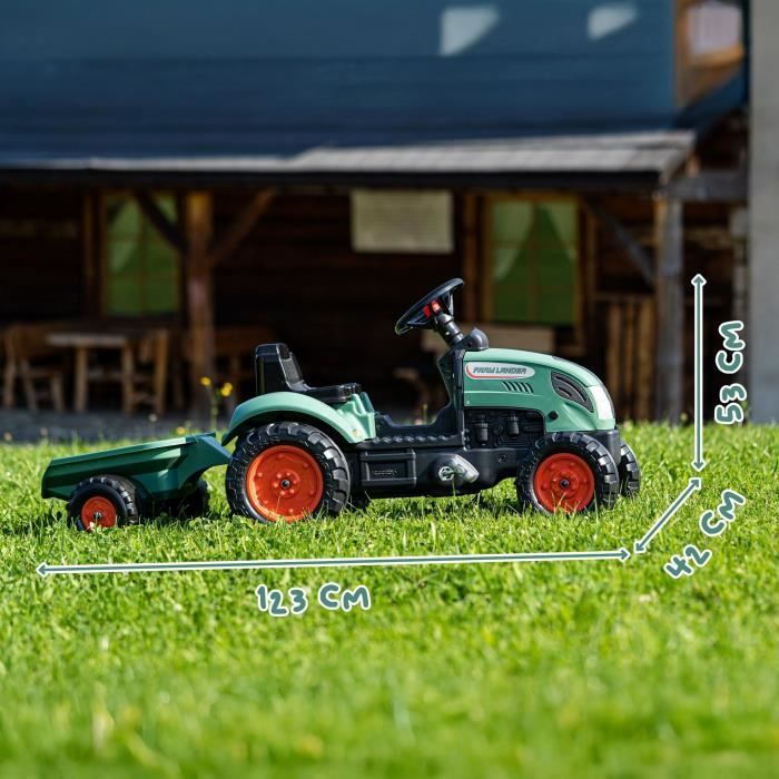 Tracteur a pédales Farm Lander - FALK - Avec remorque - Fabriqué en France - Contient au moins 50% de plastique recyclé - Des 2 ans