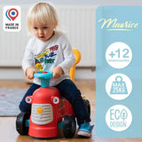 Porteur tracteur Maurice - FALK - Volant directionnel, Assise ouvrante - Fabriqué en France - 90% de plastique recyclé - Des 12 mois