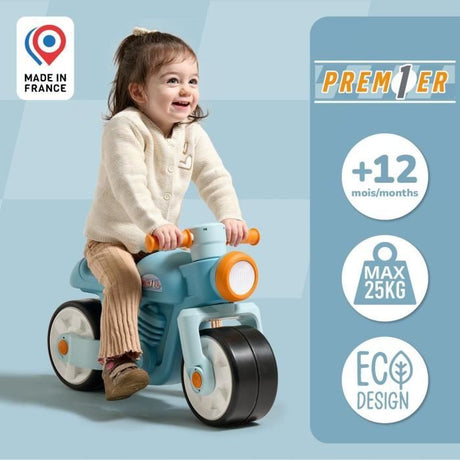 Draisienne Moto Premier - FALK - Avec roues silencieuses - Bleu - 75% Plastique Recyclé - 100% Fabriqué en France - Des 12 mois