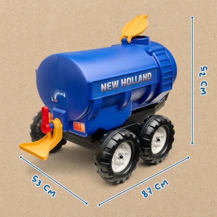 Remorque Citerne New Holland - FALK - Capacité 30L - Bleu- Adaptable avec les tracteurs FALK 3-7 ans - 100% Fabriqué en France