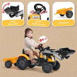 Tracteur a pédales Mighty Builder - FALK - Avec remorque - Jaune - 100% Fabriqué en France - 50% de plastique recyclé - Des 2 ans