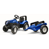 Tracteur a pédales New Holland - FALK - Volant directionnel et Remorque - Fabriqué en France - 60% de plastique recyclé - Des 3 ans