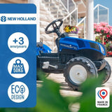Tracteur a pédales New Holland - FALK - Volant directionnel et Remorque - Fabriqué en France - 60% de plastique recyclé - Des 3 ans