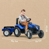 Tracteur a pédales New Holland - FALK - Volant directionnel et Remorque - Fabriqué en France - 60% de plastique recyclé - Des 3 ans