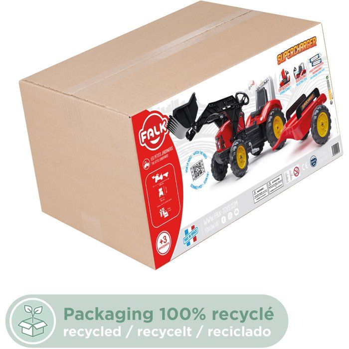 Tractopelle a pédales - FALK - Supercharger - Des 3 ans - 100% Fabriqué en France - 50% de plastique recyclé