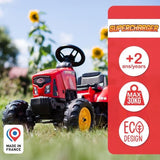 Tracteur a pédales SuperCharger - FALK - Volant directionnel et remorque - Fabriqué en France - 50% de plastique recyclé - Des 2 ans