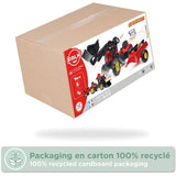 Tracteur a pédales Supercharger rouge avec pelle frontale articulée et remorque - FALK