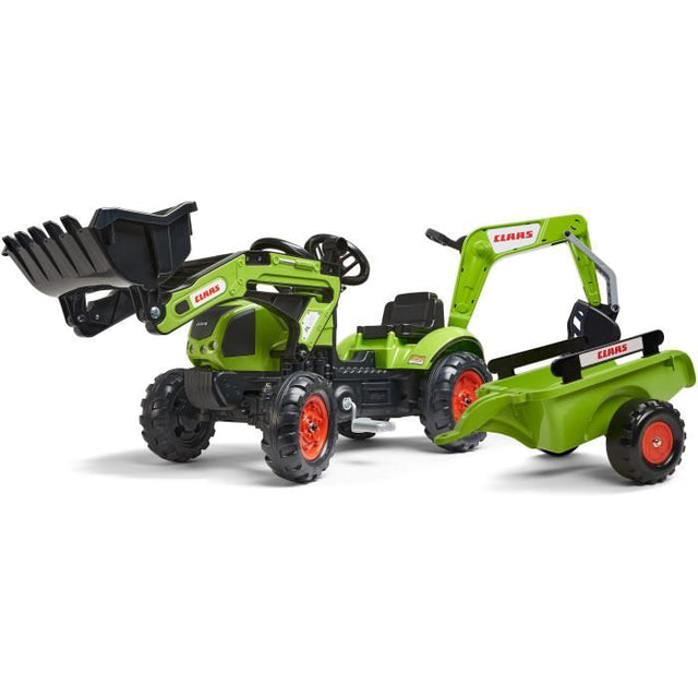 Tractopelle Claas - FALK - Volant directionnel, Excavatrice et Remorque - Fabriqué en France - 60% de plastique recyclé - Des 2 ans