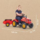 Tracteur - FALK - X-Tractor - Des 2 ans - 100% Fabriqué en France - 50% de plastique recyclé - Capot ouvrant, cheminée et remorque