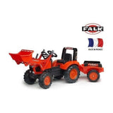 Tractopelle a pÈdales - FALK - Kubota - Avec remorque - Des 3 ans - 100% FabriquÈ en France - Au moins 50% de plastique recyclÈ
