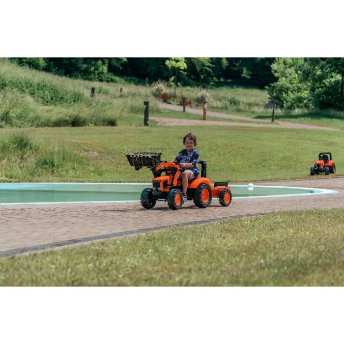Tractopelle a pÈdales - FALK - Kubota - Avec remorque - Des 3 ans - 100% FabriquÈ en France - Au moins 50% de plastique recyclÈ