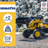 Tractopelle a pédales Komatsu - FALK - Pelle frontale & Excavatrice - 100% Fabriqué en France - 30% de plastique recyclé - Des 2 ans