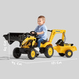 Tractopelle a pédales Komatsu - FALK - Pelle frontale & Excavatrice - 100% Fabriqué en France - 30% de plastique recyclé - Des 2 ans