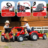 Tractopelle a pédales Massey Ferguson - FALK -Pelle frontale et Remorque - Fabriqué en France - 50% de plastique recyclé - Des 3 ans