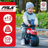 Porteur Baby Moto Falk Racing Team - Draisienne  - Larges roues - Rouge - 40% de plastique recyclé - FALK