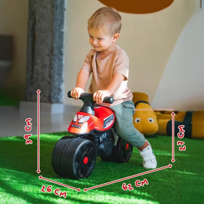 Porteur Baby Moto Falk Racing Team - Draisienne  - Larges roues - Rouge - 40% de plastique recyclé - FALK