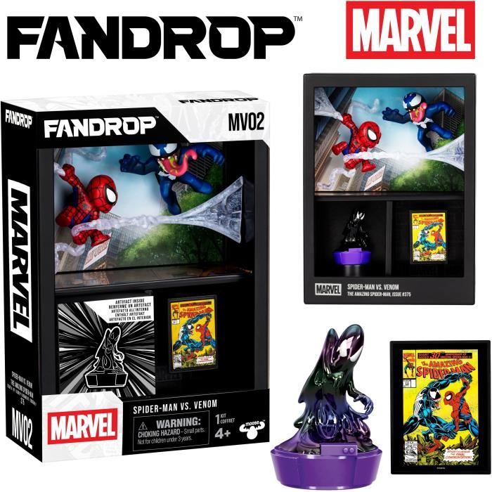 Figurine - FANDROP x STAR WARS - Spider-Man vs Venom - Vitrine avec scene culte + mini affiche - 18 cm