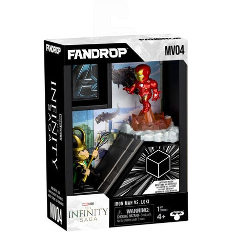 Figurine - FANDROP x MARVEL - Iron Man vs Loki - Vitrine avec scene culte + mini affiche - 18 cm