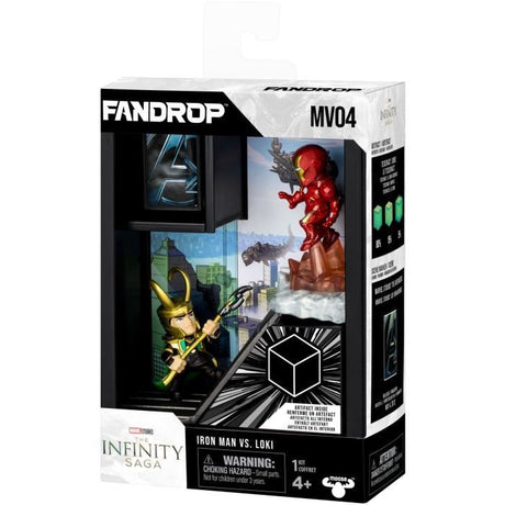 Figurine - FANDROP x MARVEL - Iron Man vs Loki - Vitrine avec scene culte + mini affiche - 18 cm