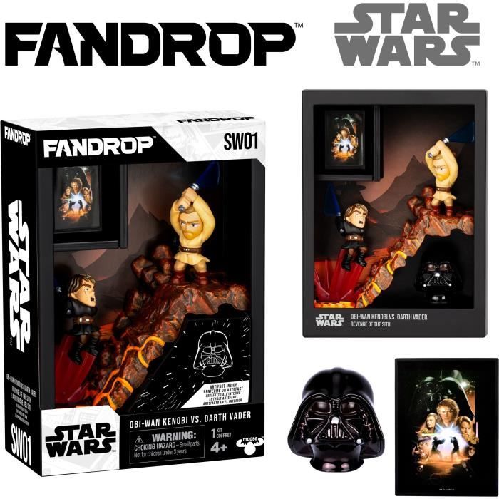 Figurine - FANDROP x STAR WARS - Obi-Wan vs Anakin - Vitrine avec scene culte + mini affiche - 18 cm