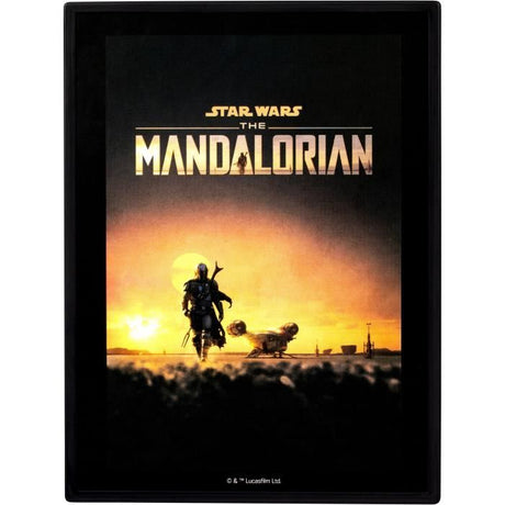Figurine - FANDROP x STAR WARS - Mandalorian & Grogu - Vitrine avec scene culte + mini affiche - 18 cm