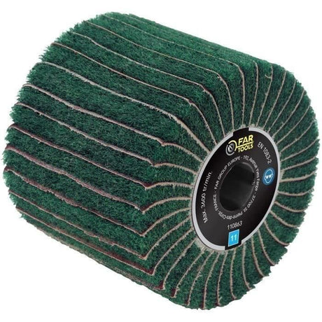 Brosse fibre synthétique et lamelles abrasives - FARTOOLS - Ř120mm/L100mm - Grain A240/A120