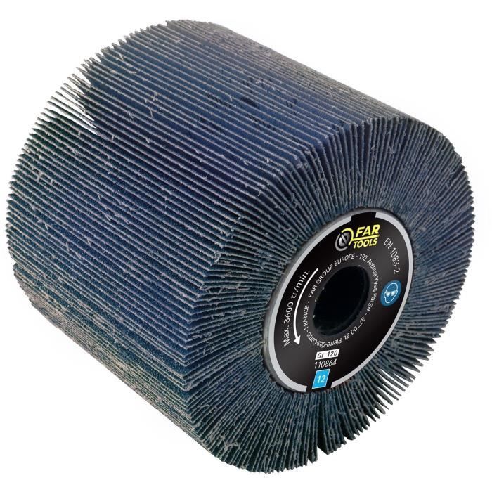Brosse a lamelles abrasives - FARTOOLS - A120 Ø120mm/L100mm - Oxyde de zirconium grain 120