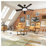 WALLIS Noir - Ventilateur de plafond Ř132cm 38W + éclairage LED