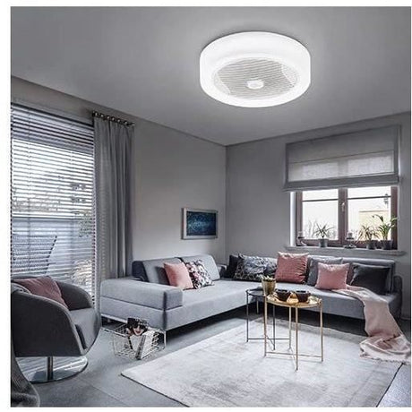 AIR-LIGHT CROWN - Ventilateur de plafond blanc Ř40cm 95W avec couronne d'éclairage LED