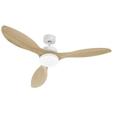 OKLAHOMA Blanc & Bois - Ventilateur de plafond Ř137cm 100W + éclairage LED