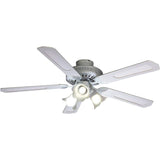 Ventilateur de plafond réversible FARELEK BALEARES - Ř 132 cm, 5 pales blanches / cannées blanches + éclairage