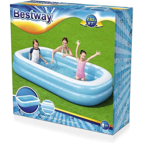Piscine gonflable rectangulaire Bestway 262 x 175 x 51 cm - Bleu et blanc - Pour enfant - Utilisation extérieure
