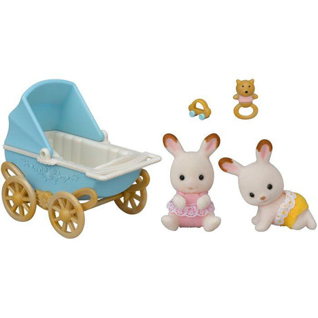Les jumeaux Lapin Chocolat et poussette double  - Sylvanian Families - 5432