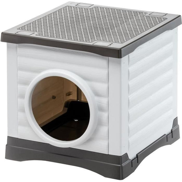 Niche - FERPLAST - PETVILLA 50 - 38,5 x 43 x 38,5 cm -  Blanc / Gris