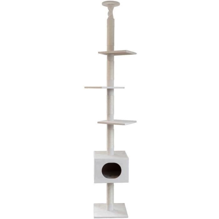 KERBL - Arbre a chat FERDI - 38 x 38 x 240 a 260 cm - Blanc - Sisal