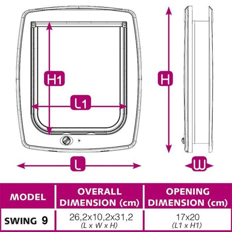FERPLAST Chatiere plastique Swing - 26,2 x 10,2 x 31,2 cm - Marron - Pour grand chat et petit chien