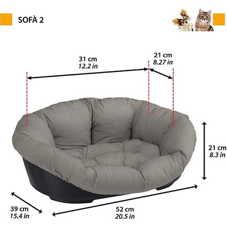 Panier corbeille coussin gris- Taille S - 52 x 39 x 21 cm - FERPLAST