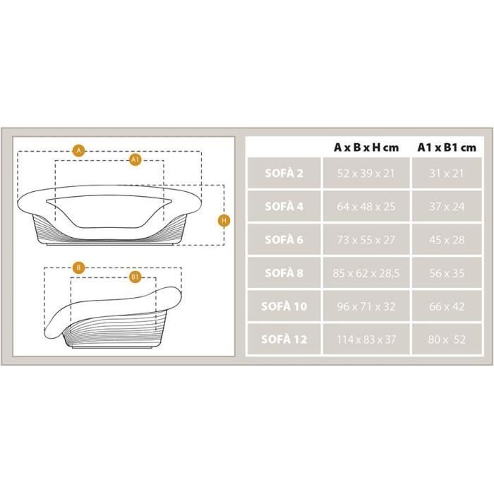 Sofa 2 places - Panier - Gris - Plastique - Déhoussable - Rembourré séparable