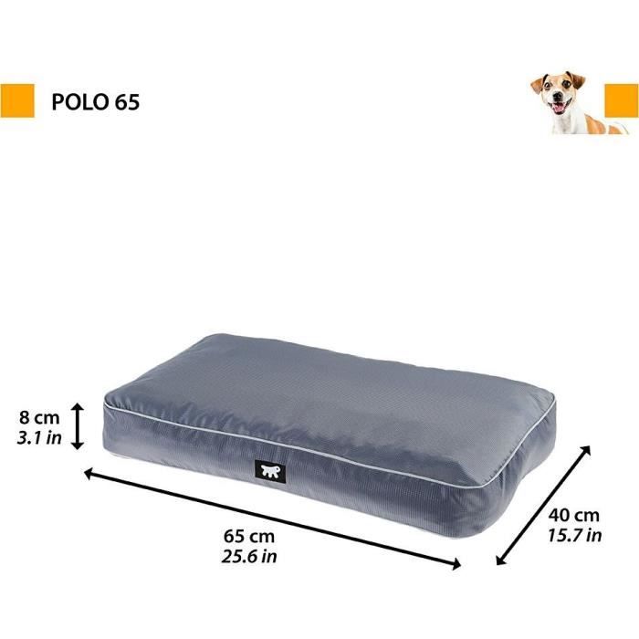 Matelas pour Chien - Ferplast - POLO - 65 x 40 x h 8 cm - Rembourrage Amovible - Gris