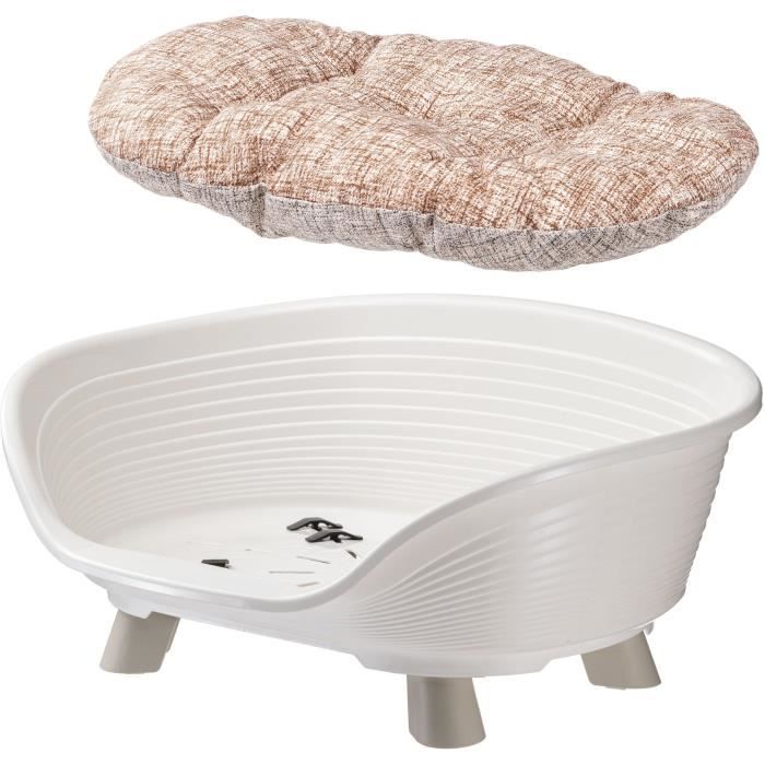 Panier corbeille coussin relax blanc - Taille M - 64 x 48 x 25 cm - FERPLAST