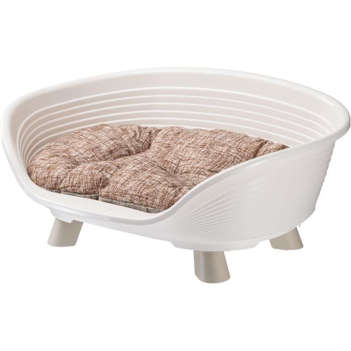 Panier corbeille coussin relax blanc - Taille M - 64 x 48 x 25 cm - FERPLAST
