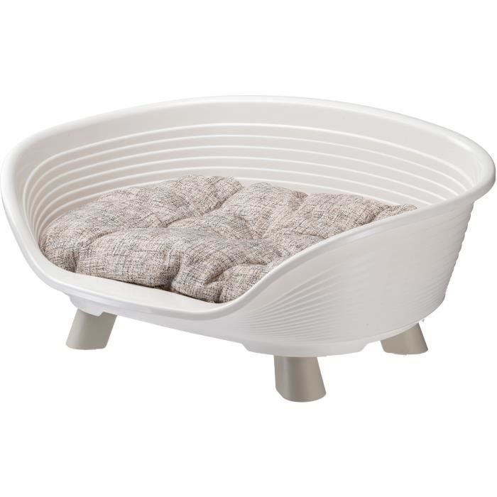 Panier corbeille coussin relax blanc - Taille M - 64 x 48 x 25 cm - FERPLAST