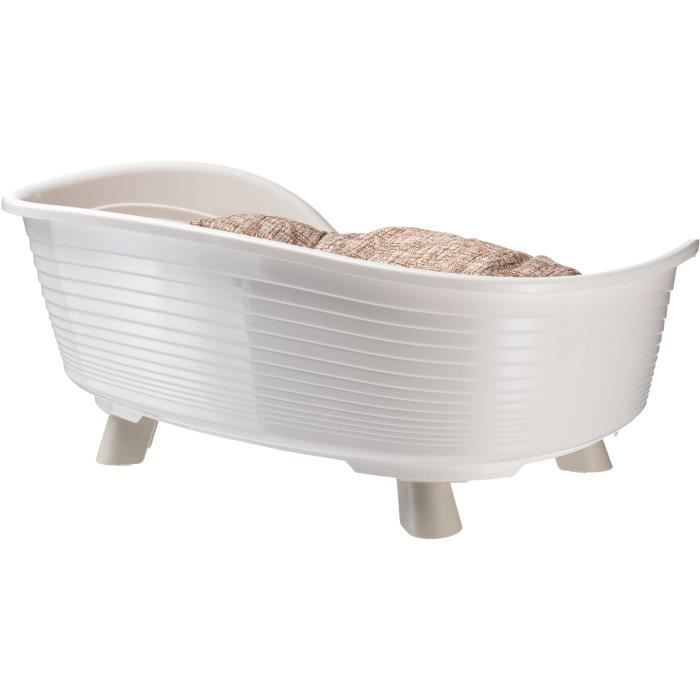 Panier corbeille coussin relax blanc - Taille L - 73 x 55 x 27 cm - FERPLAST
