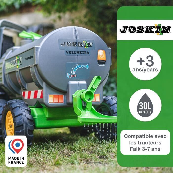 Remorque Citerne Joskin - FALK - Capacité 30L - Gris - Adaptable avec les tracteurs FALK 3-7 ans - 100% Fabriqué en France