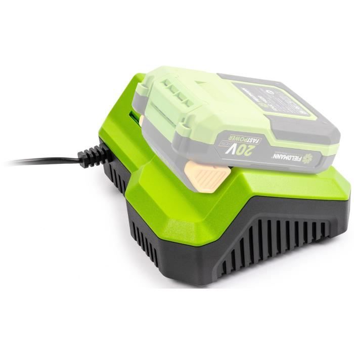 Chargeur rapide - FIELDMANN - Pour batterie 20V - Charge 2Ah en 30 min - Compatible 2Ah, 4Ah, 8Ah