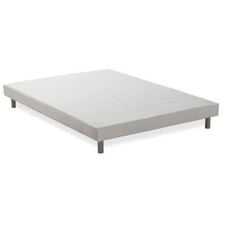 DEKO DREAM Rakenne Sommier tapissier a lattes 160 x 200 - Bois massif blanc + pieds
