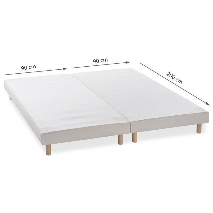 DEKO DREAM Rakenne - Sommiers tapissiers a lattes x 2 - 180 x 200 - Bois massif blanc + pieds